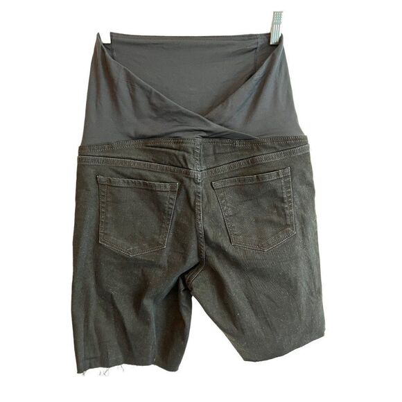 Isabel Maternity Crossover Panel Black Cut-off Jean Shorts Size 10 NWT - Picture 9 of 11